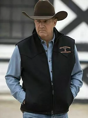 Buy Men's Yellowstone Vest Kevin Costner John Dutton Black Cotton Vest Jacket • 58.99£