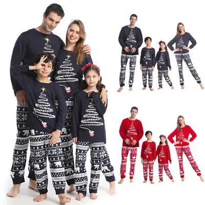 Buy Christmas Pyjamas Family Matching Adults Kid Tops + Pants Sleepwear Pajamas Set • 8.26£
