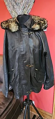 Buy Genuine Lambskin Semi-aniline Leather Black Hooded Ladies Jacket Size UK L • 9.99£