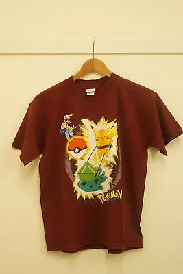 Buy Vintage Nintendo Pokemon Pikachu Vs Bulbasaur Boys L T Shirt • 50£