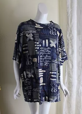 Buy Estate Jack Hogan Studio Sz XXL 1X Style Fabric Funky Art-to-Wear T-Shirt Top • 32.53£