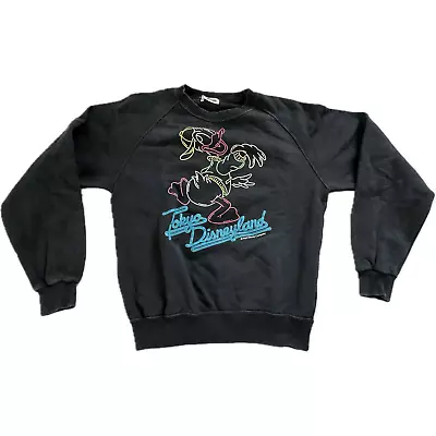 Buy Vintage Tokyo Disneyland Donald Duck Kids Youth Small Black Sweatshirt VTG • 39.12£