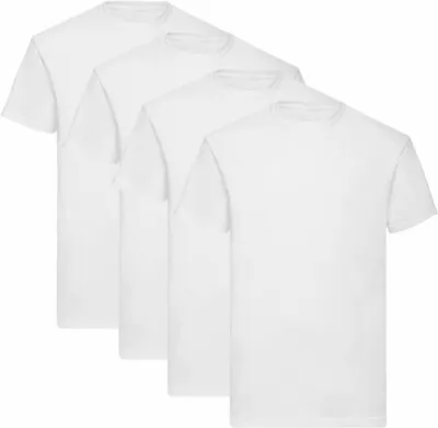 Buy Mens 1/2/4 Pack T-Shirt White Plain Cotton T-Shirt Tee Crew Neck Size XS-5XL Lot • 3.95£