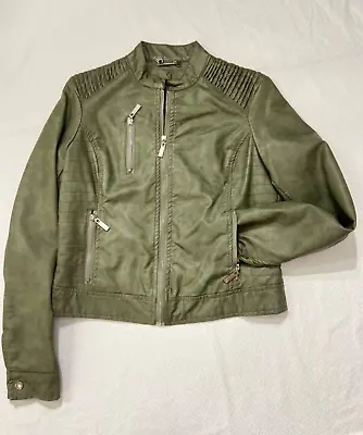Buy J2 Faux Leather Women's Jacket Moto Style Full Zip Waist Length Size S Pockets • 16.15£