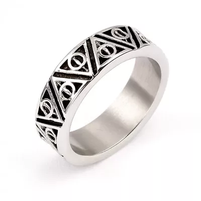 Buy Official Harry Potter Stainless Steel Deathly Hallows Ring Large • 2.99£