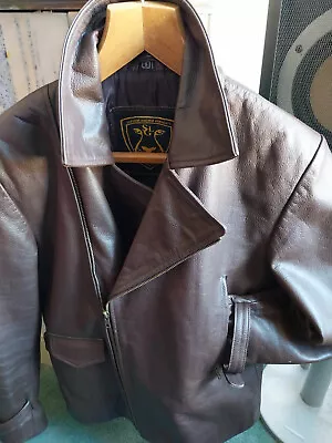 Buy Rare Unusual Brown Leather Biker Jacket. 50's Styling. Excellent Cond. Medium • 5.65£