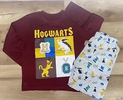 Buy Boys Harry Potter House Shields Pyjamas Pjs 5-6 Years Trousers Long Sleeve Top • 5.95£