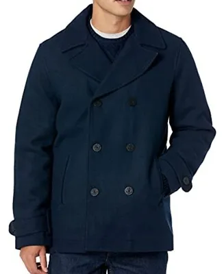 Buy Mens Size Medium Double Breasted Wool Blend Peacoat • 22.99£