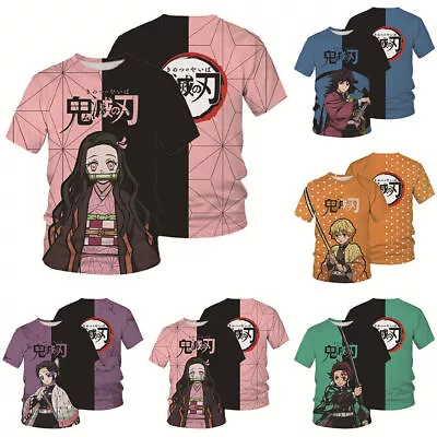Buy Anime Demon Slayer Print T-Shirt Women Men Short Sleeve Tee Tops Anime Clothes • 6.83£