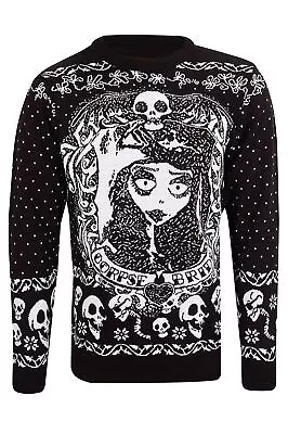 Buy Corpse Bride Christmas Jumper Bride Skulls Official Unisex Ugly Sweater M Black • 60.08£