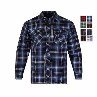 Buy Kingsize Padded Shirt Check Design Long Sleeve Pockets Casual Lined Big Size 797 • 19.94£