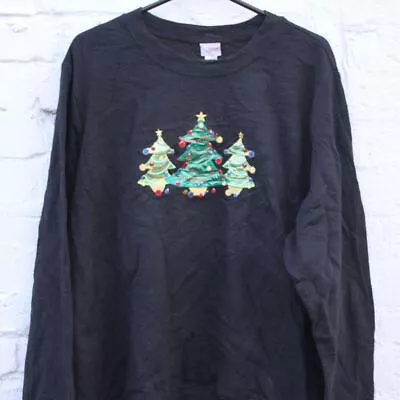 Buy Holiday Editions Christmas Tree Jumper 2XL Black Decorated Embroidery Womans • 19.36£
