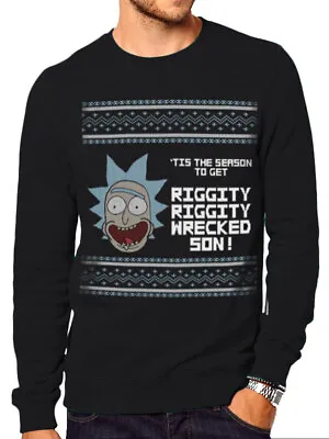 Buy Rick And Morty Tis The Season Official Black Mens Sweatshirt Christmas Jumper Sm • 19.95£