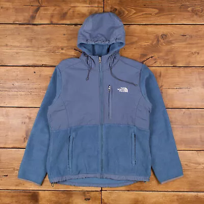 Buy Vintage The North Face Fleece Jacket L Gorpcore Denali Full Zip Hooded Blue • 25.91£