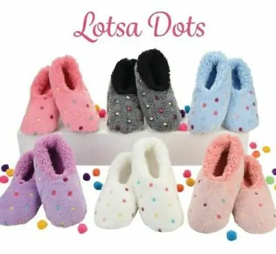 Buy Snoozies Washable Soft Cosy Slippers Lots Dots & Spots Colours Various New • 13£