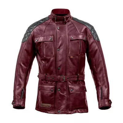 Buy SPADA BERLINER Leather Motorcycle Jacket RETRO Oxblood Red RRP £329.99 • 139.99£