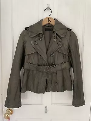 Buy All Saints Khaki Leather Jacket Women’s Size 8 • 69.99£