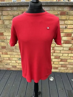 Buy CALVIN KLEIN JEANS T-shirt Red Flannel - Size M Worn Once - Mens • 9.99£
