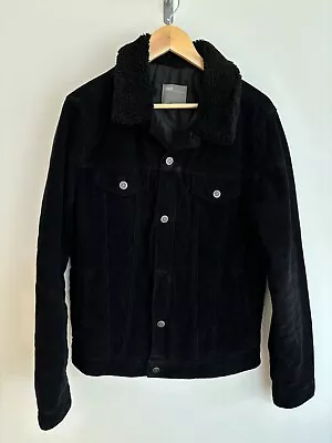 Buy ASOS Corduroy Sherpa Trucker Jacket Black With Black Fur Mens Medium  • 22.99£