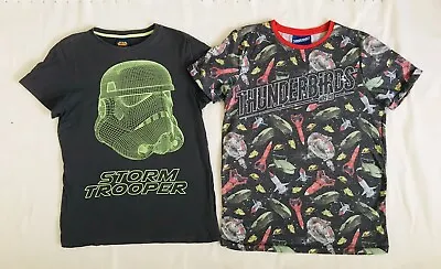 Buy Boys Grow In The Dark Star Wars Storm Trooper T-shirt + Thunderbirds T-shirt • 8.99£