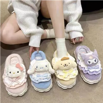 Buy Cute Sanrio HelloKitty Cotton Slippers For Girl My Melody Winter Soft Sole Slide • 12.80£