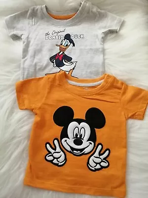 Buy Two Disneys Baby Boy Micky Mouse And Donald Duck T Shirts 0-3 Mths Bnwt • 2£