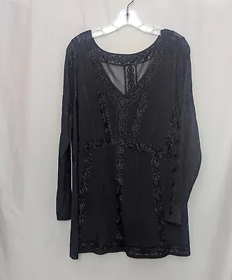 Buy NWT WHITE HOUSE BLACK MARKET Long Sleeve Sheer Embroidered Tunic Top 2X Stretch • 23.62£