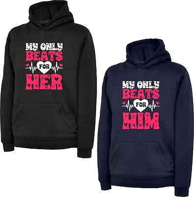 Buy Valentines Day Couple Matching Pack Hoodie My Heart Only Beats For Him/Her Top • 20.99£
