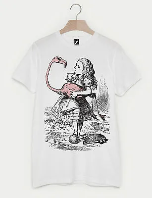 Buy Batch1 Alice In Wonderland 150th Anniversary Alice & Flamingo Unisex T-shirt • 14.95£