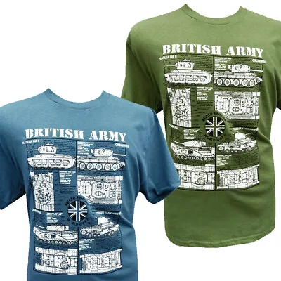 Buy British Army Tanks Of World War II T Shirt Blueprint Design • 26.95£