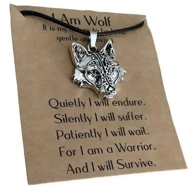 Buy I Am Wolf Head Pendant Necklace Jewellery Norse Viking Celtic Nordic Pagan Boho • 4.50£