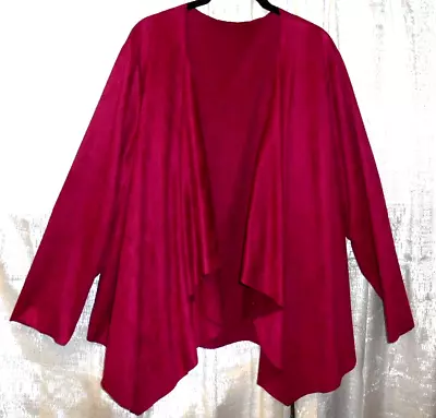 Buy SHEIN Plus Size Light Weight Waterfall Jacket Cardigan Beautiful  BERRY Color • 9.72£