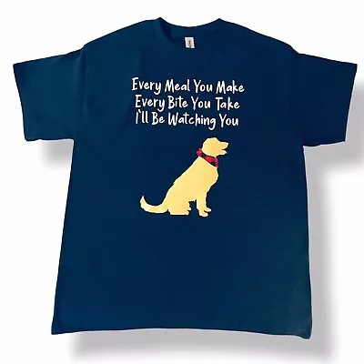 Buy Golden Retriever Dog I’ll Be Watching You Tee Shirt Navy Blue 100% Cotton Sz L • 14.20£
