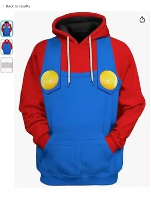 Buy Super Mario Unisex Hoodie - Cosplay Pullover Jumper Fancy Dress Costume Size 2XL • 11.99£