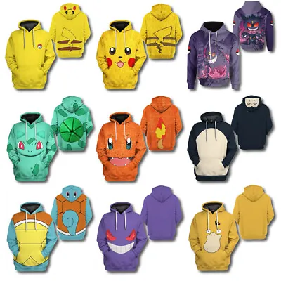 Buy Pikachu Gengar 3D Print T-shirt Hoodie Mens Women Long Sleeve Hooded Jumper Top • 15.11£