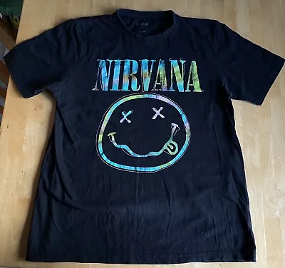 Buy NIRVANA T Shirt Medium Black Merch Metal GRUNGE Rock Emo Rock Band Mens • 7£