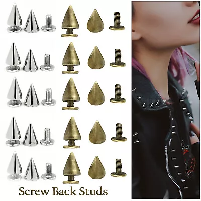Buy 50pcs Cone Spikes Metal Rivets Screw Back Studs For Jacket Bags Clothing Belts • 5.69£