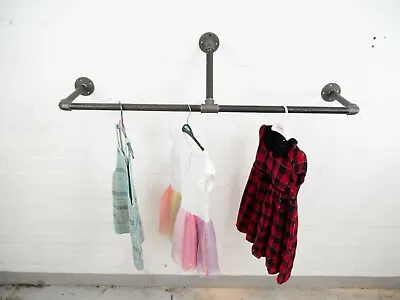 Buy Industrial Heavy Duty Pipe Clothes Rail - With Raised Middle Bracket - Steampunk • 76.90£