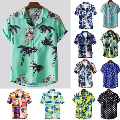 Buy Mens Hawaiian Shirt Surf Floral Beach Holiday Dance Print Stag Party Rockabilly • 4.82£