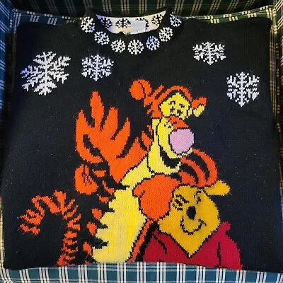 Buy VTG Pooh & Tigger Christmas Holiday Ugly Sweater Acker Disney USA Made Size M • 19.29£