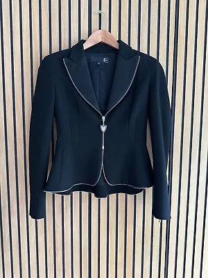 Buy Just Cavalli Italy Designer Black Love Heart Structured Fitted Jacket Blazer 8 • 62.50£