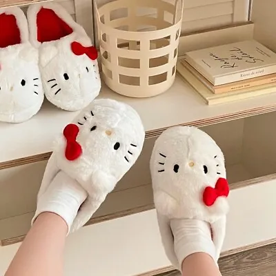 Buy Hello Kitty Women Plush Slippers Girls Winter Warm Home Shoes Slippers Gift New • 20.26£
