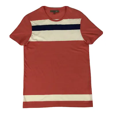 Buy Witchery Man T-Shirt Orange Size XS Blue White Stripe Short Sleeve Cotton Men's • 11.15£