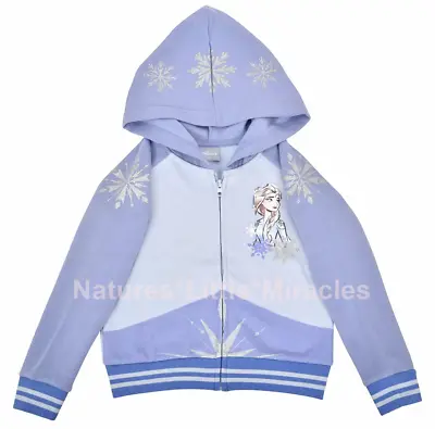 Buy FROZEN Elsa Hoodie Sweat Shirt Zip Jacket Size 4-8-14 Disney Princess Purple NWT • 23.98£