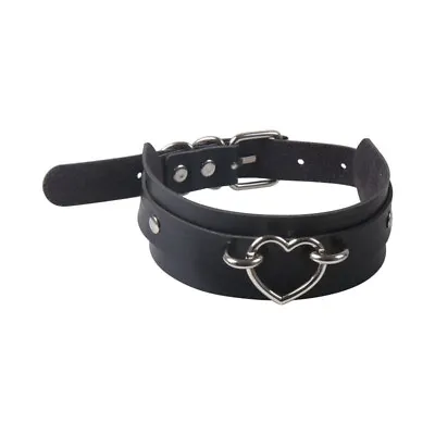 Buy Women Choker Punk Faux Leather Necklace Heart Buckle Jewellery OPTIONAL CHAIN • 12.99£