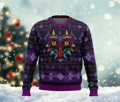 Buy Legend Of Zelda Majoras Mask Seamless Sweater, S-5XL US Size, Christmas Gift • 33.13£