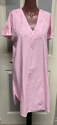 Buy Vintage Caravan Moroccan Pink Embroidered Caftan Dress Cotton Blend Small • 4.74£