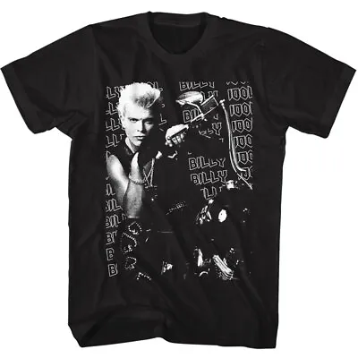 Buy Billy Idol Name Repeat Motorcycle Photo Spades Men's T Shirt Punk Rock Music • 40.37£