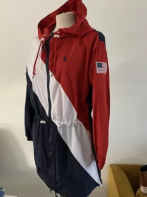 Buy BNWT Ralph Lauren USA Flag Red Navy Size M Windbreaker Raincoat Jacket.RRP£235 • 50£