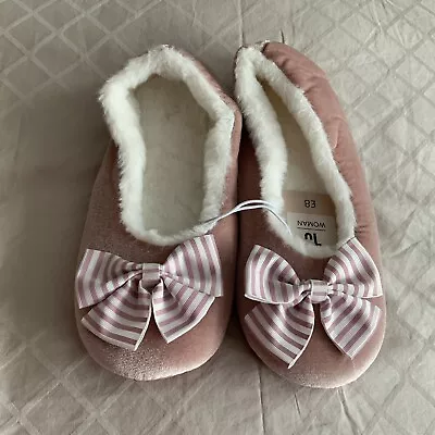 Buy TU🪻Pink Candy Stripe🪻Ballerina Slippers Size 5 ~ BRAND NEW With Tags • 2£